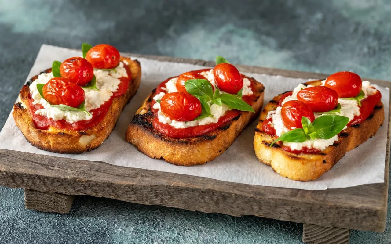 Buffalo Mozzarella Bruschetta with Olive Tapenade